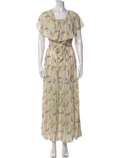 Pre-owned Natalie Martin Printed Long Dress W/ Tags In Neutral