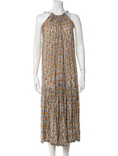 Pre-owned Natalie Martin Printed Long Dress In White