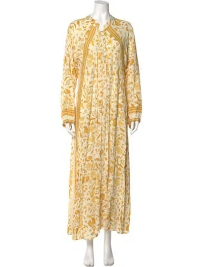 Pre-owned Natalie Martin Printed Long Dress In Yellow