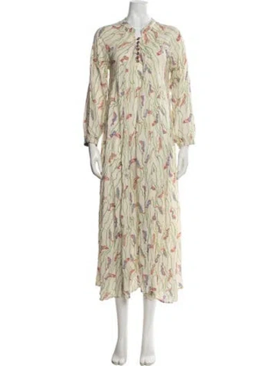 Pre-owned Natalie Martin Printed Long Dress In Yellow