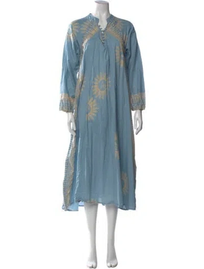 Pre-owned Natalie Martin Printed Midi Length Dress In Blue