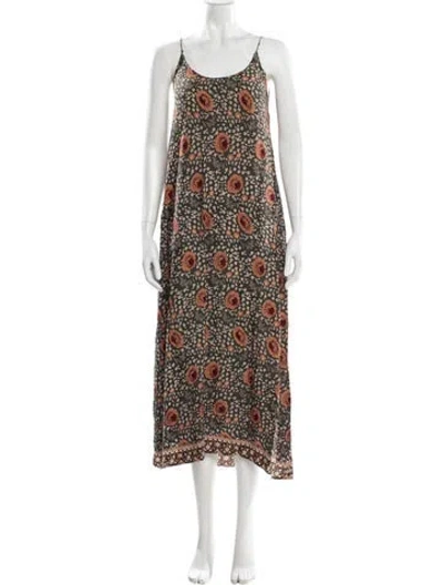 Pre-owned Natalie Martin Printed Midi Length Dress In Green