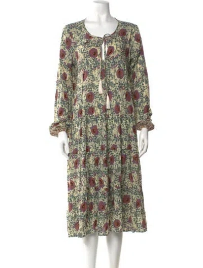 Pre-owned Natalie Martin Printed Midi Length Dress In Multi