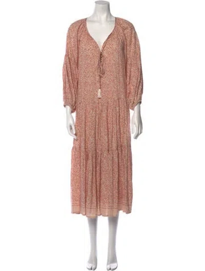 Pre-owned Natalie Martin Printed Midi Length Dress In Neutral