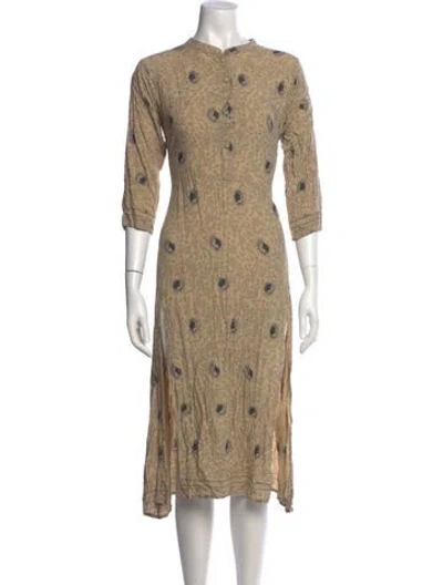 Pre-owned Natalie Martin Printed Midi Length Dress In Neutral