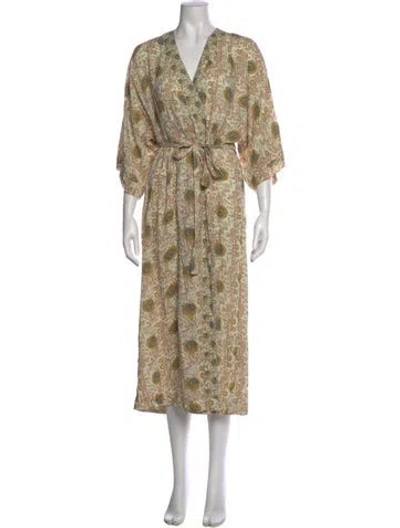 Pre-owned Natalie Martin Printed Midi Length Dress In Neutral