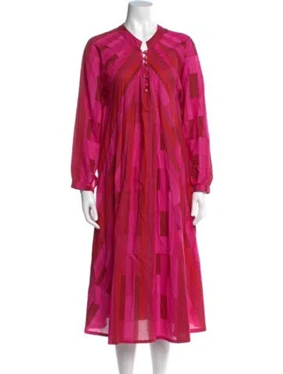 Pre-owned Natalie Martin Printed Midi Length Dress In Pink
