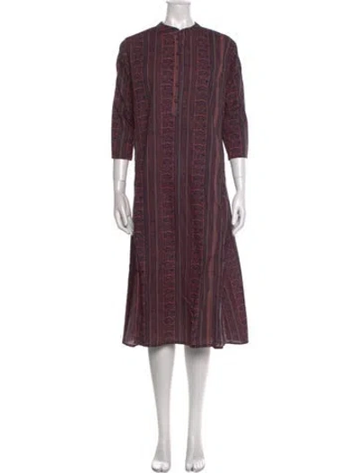 Pre-owned Natalie Martin Printed Midi Length Dress In Purple