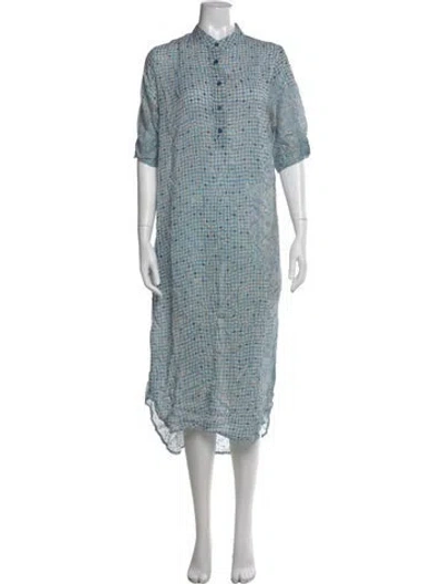 Pre-owned Natalie Martin Printed Midi Length Dress W/ Tags In Blue