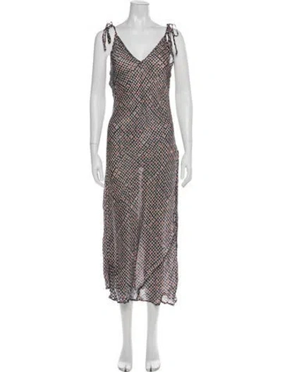 Pre-owned Natalie Martin Printed Midi Length Dress W/ Tags In Multi