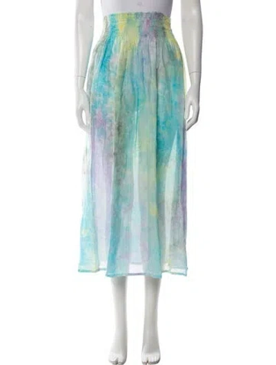 Pre-owned Natalie Martin Printed Midi Length Skirt In Blue