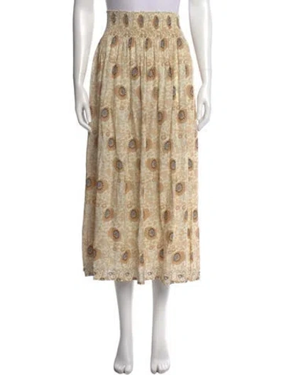 Pre-owned Natalie Martin Printed Midi Length Skirt In Yellow