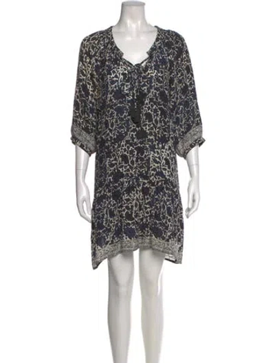 Pre-owned Natalie Martin Printed Mini Dress In Blue