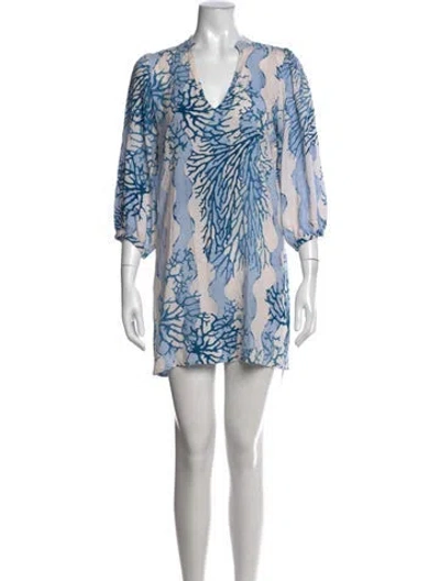 Pre-owned Natalie Martin Printed Mini Dress In Blue
