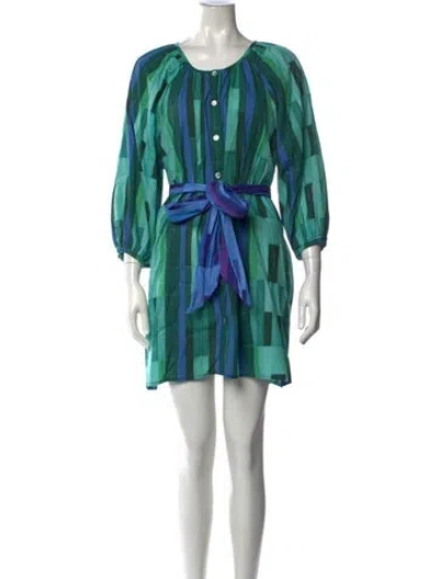 Pre-owned Natalie Martin Printed Mini Dress In Green