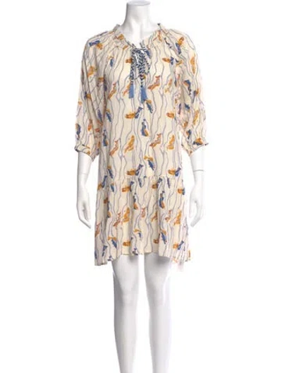 Pre-owned Natalie Martin Printed Mini Dress In Neutral