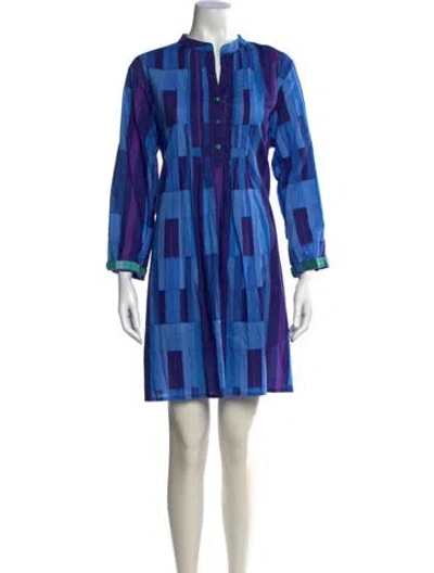 Pre-owned Natalie Martin Printed Mini Dress W/ Tags In Blue
