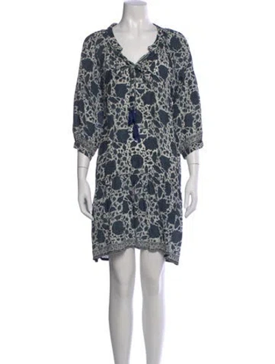 Pre-owned Natalie Martin Printed Mini Dress In White