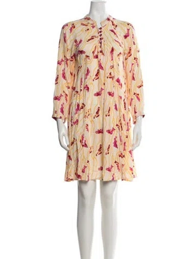 Pre-owned Natalie Martin Printed Mini Dress In Yellow