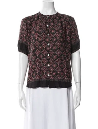 Pre-owned Natalie Martin Printed Short Sleeve Blouse W/ Tags In Multi