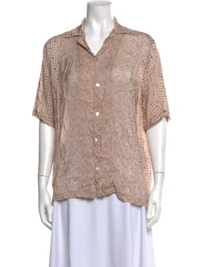 Pre-owned Natalie Martin Printed Short Sleeve Button-up Top In Multi