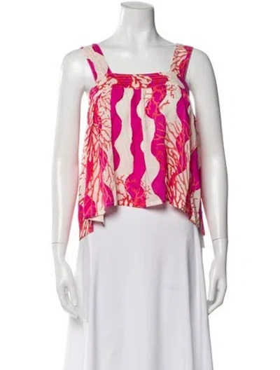 Pre-owned Natalie Martin Printed Square Neckline Top In Pink