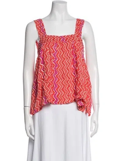 Pre-owned Natalie Martin Printed Square Neckline Top In Pink