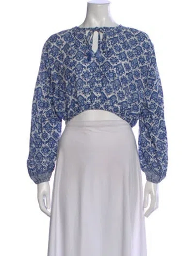 Pre-owned Natalie Martin Printed Tie Neck Crop Top W/ Tags In Multi
