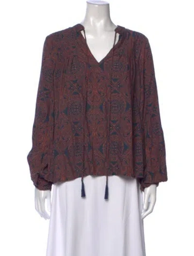 Pre-owned Natalie Martin Printed V-neck Blouse In Multicolor