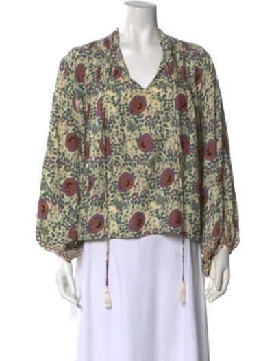Pre-owned Natalie Martin Printed V-neck Blouse In Neutral
