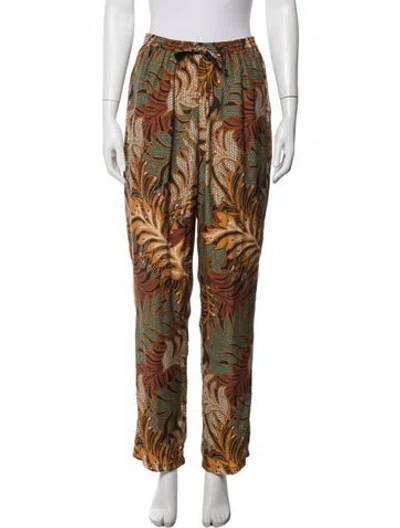 Pre-owned Natalie Martin Printed Wide Leg Pants In Brown