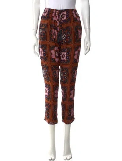 Pre-owned Natalie Martin Printed Wide Leg Pants In Orange