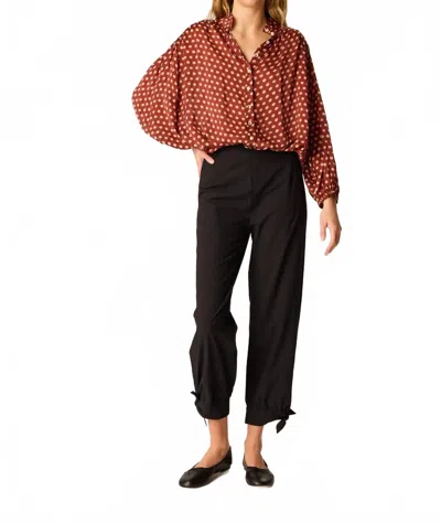 Natalie Martin Rayon Print Iris Top In Cappuccino Polka Dot In Multi