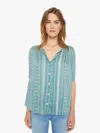 Natalie Martin Remy Top Paisley Stripe Pool In Teal - Size Small In Teal