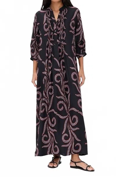 Natalie Martin Sammie Maxi Dress In Feather Black In Multi