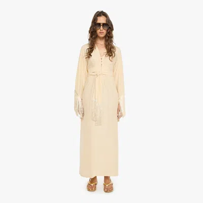Natalie Martin Sarah Dress Fringe In Neutral