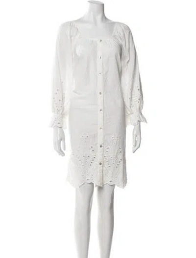 Pre-owned Natalie Martin Scoop Neck Knee-length Dress In White