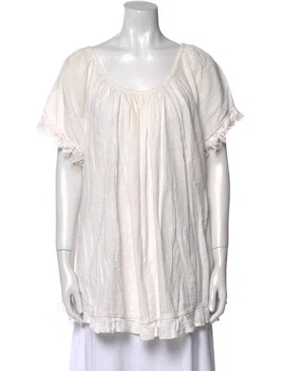 Pre-owned Natalie Martin Scoop Neck Short Sleeve Tunic In White