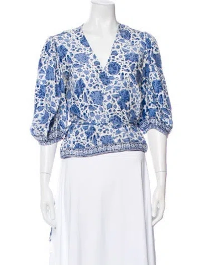 Pre-owned Natalie Martin Silk Floral Print Blouse In Multi