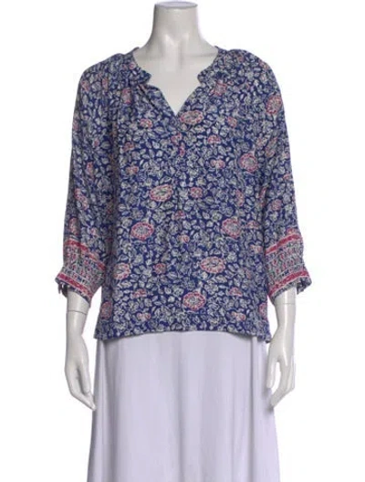 Pre-owned Natalie Martin Silk Floral Print Blouse In Multi