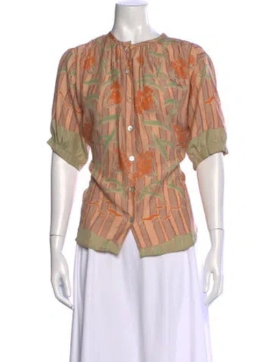 Pre-owned Natalie Martin Silk Floral Print Blouse In Multi