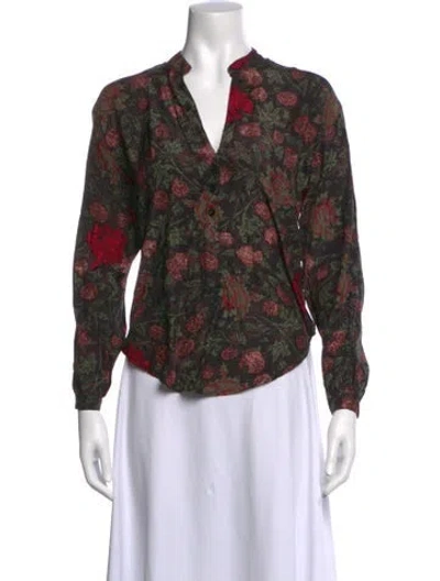 Pre-owned Natalie Martin Silk Floral Print Blouse In Multi