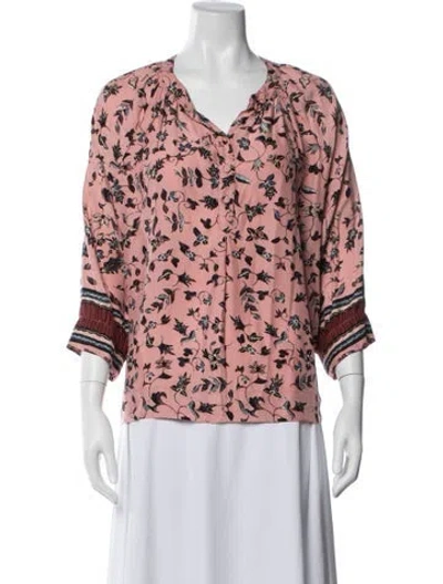Pre-owned Natalie Martin Silk Floral Print Blouse In Multi