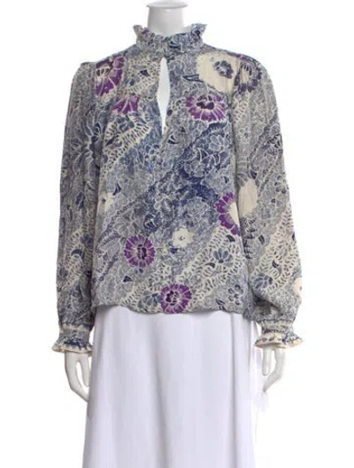 Pre-owned Natalie Martin Silk Floral Print Blouse In Multicolor