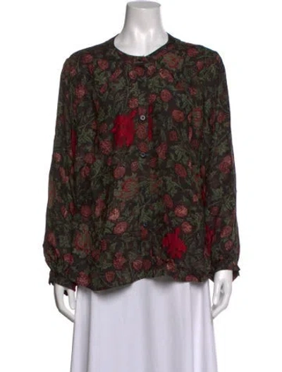 Pre-owned Natalie Martin Silk Floral Print Blouse In Multicolor