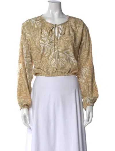 Pre-owned Natalie Martin Silk Floral Print Blouse In Neutral