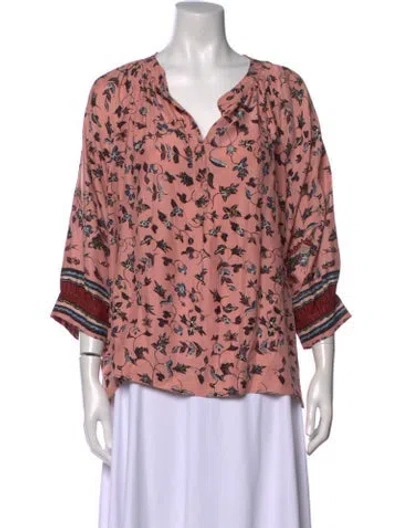 Pre-owned Natalie Martin Silk Floral Print Blouse In Pink