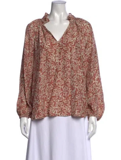 Pre-owned Natalie Martin Silk Floral Print Blouse In Pink