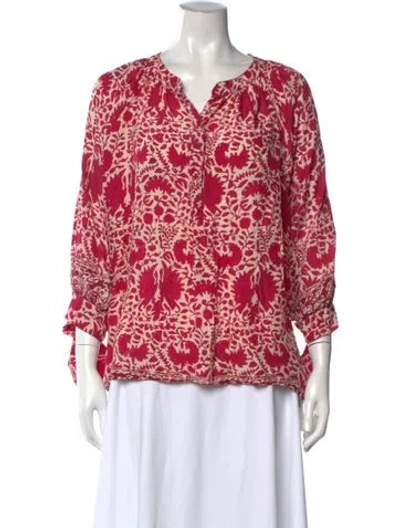 Pre-owned Natalie Martin Silk Floral Print Blouse In Pink