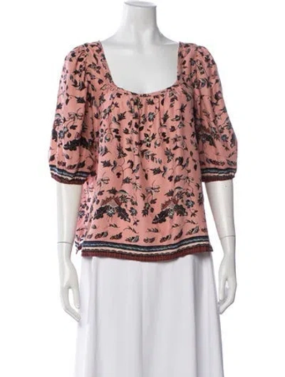 Pre-owned Natalie Martin Silk Floral Print Blouse In Pink